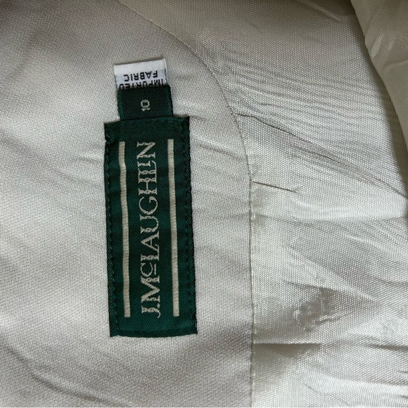 J Mclaughlin midi Bejeweled sleeves Cream Colored Dress Size 10 made in USA - Picture 9 of 13